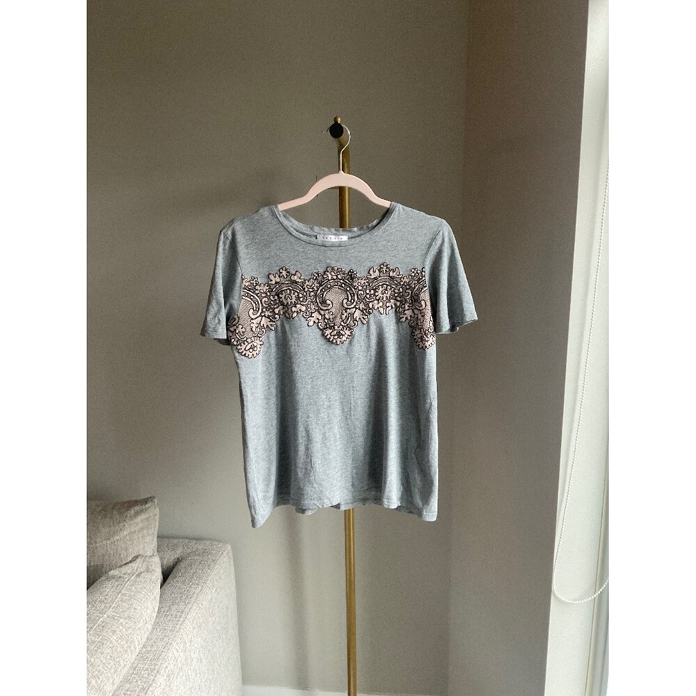Sandro Paris Mesh Lace Panel T-Shirt